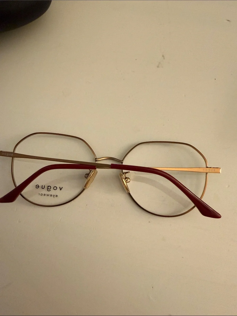 Vogue Women's Round Metal Glasses in Red and Gold